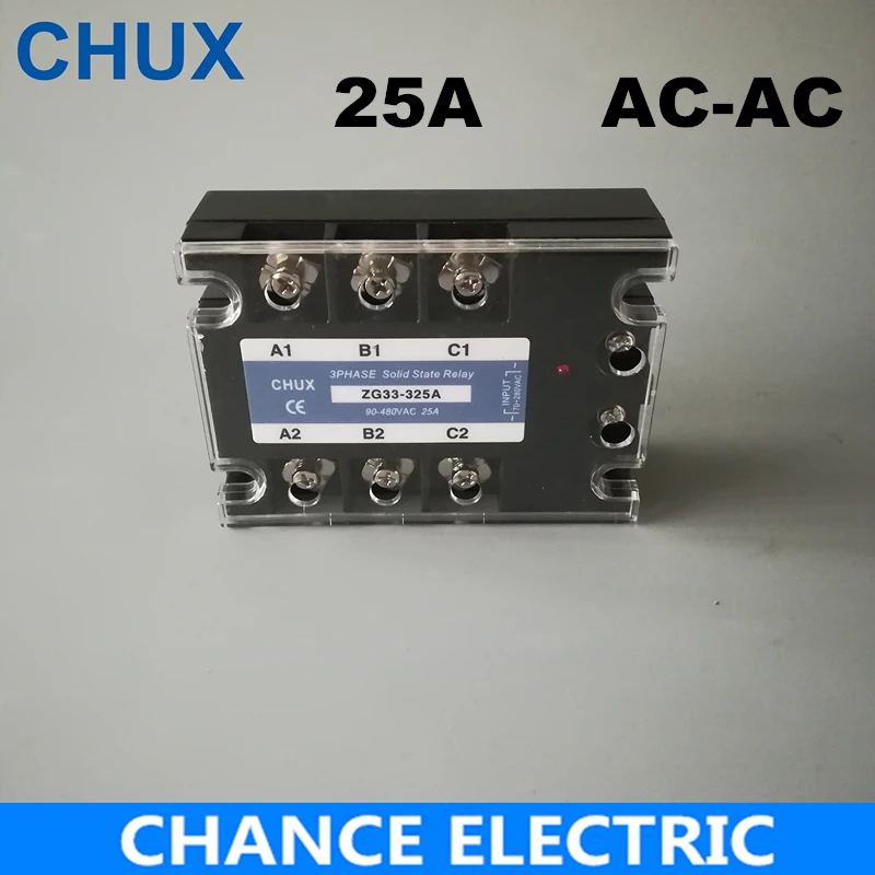 

Three phase Solid state relay 25A AC control AC Solid state relay SSR 25AA 70-280VAC to 90-480VAC Free shipping (ZG33-25A)