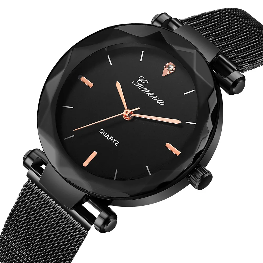 Классические женские часы Роскошная лента женское платье нержавеющая сталь