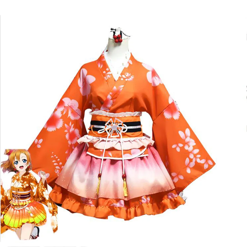 Аниме Love Live костюмы для косплея кимоно Kousaka Honoka Sonoda Umi Nishikino Maki костюм на Хэллоуин