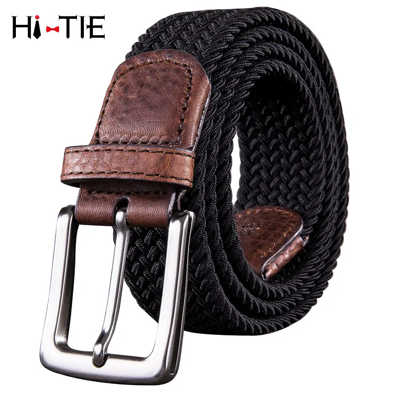 Hi Tie Высокое качество Pin вязаный ремень для женщин мужчин черный серый коричневый