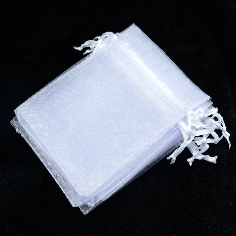 

Free Shipping 100pcs/lot 17x23cm White Organza Bag Drawable Cosmetics Jewelry Packaging Bags Wedding Favors Gift Bag & Pouches