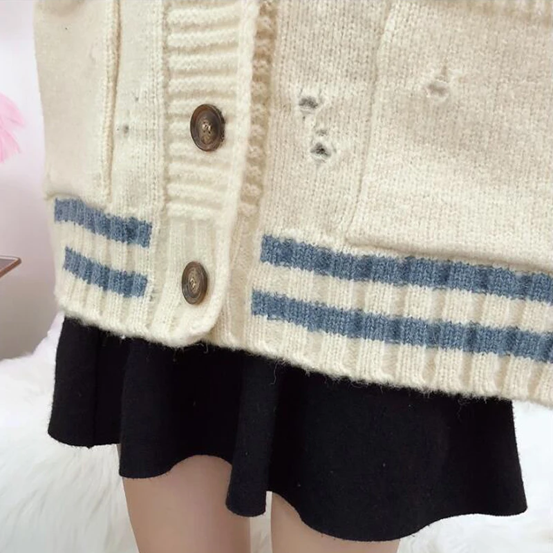 Shellsuning корейский свитер с дырками для женщин осень зима эластичные негабаритные