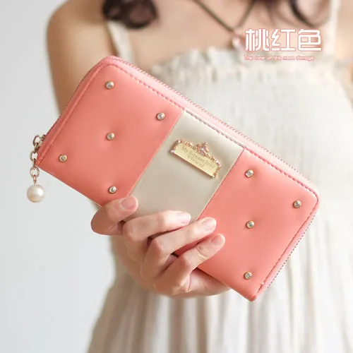 2014 Korean fashion lady wallet long section of the rivet lovely sweet cross- students zipper phone package | Багаж и сумки