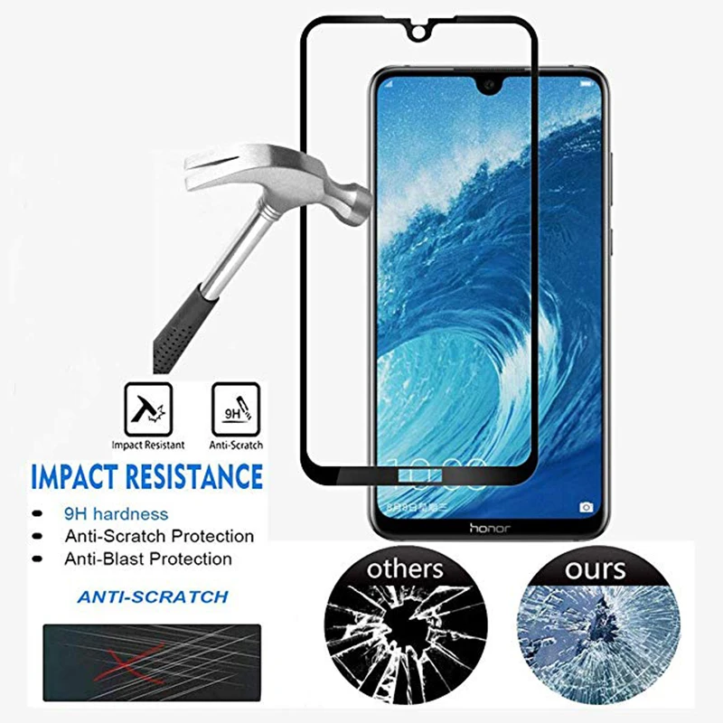 Защитное стекло на honor 8c 8x max для Huawei 8 lite pro c x maxx huawey huavai полное покрытие 2.5D 9h