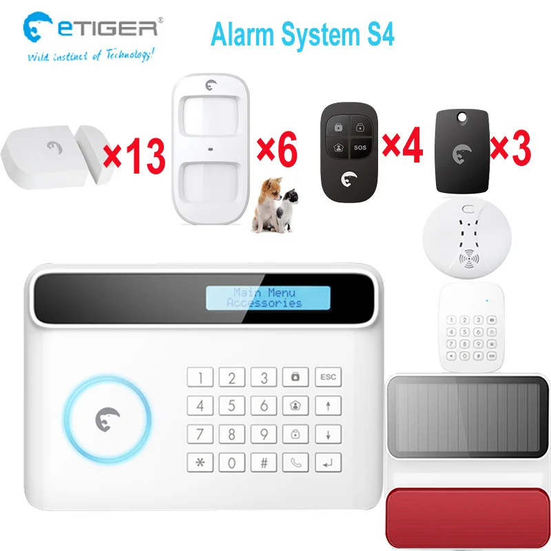 Бесплатная доставка! Пожарная gsm сигнализация SMS отчет eTIGER S4 приложение с