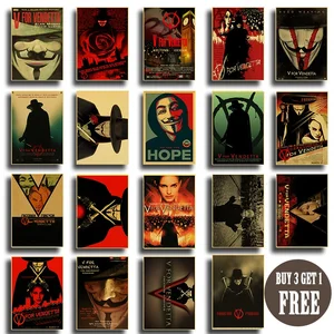 Ретро Наклейка на стену классический фильм V для вендетты плакат старый фильм крафт-бумага плакаты Печатный домашний художественный Декор настенная живопись