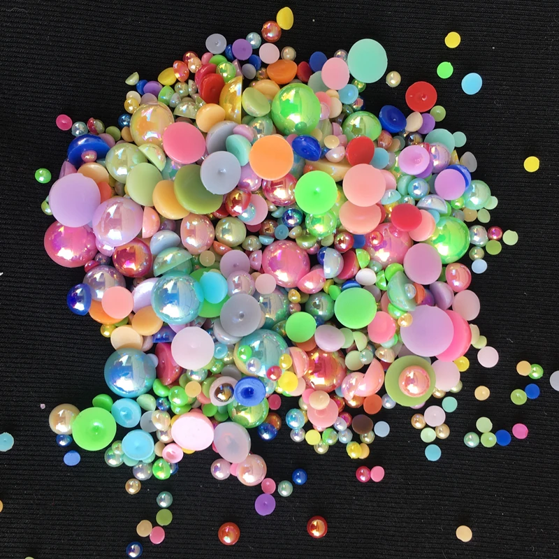 

5000pcs/pack White/Ivory/AB Half Pearl Mixed Size from 3mm to 14mm Craft ABS Resin Flatback Half round imitation pearls