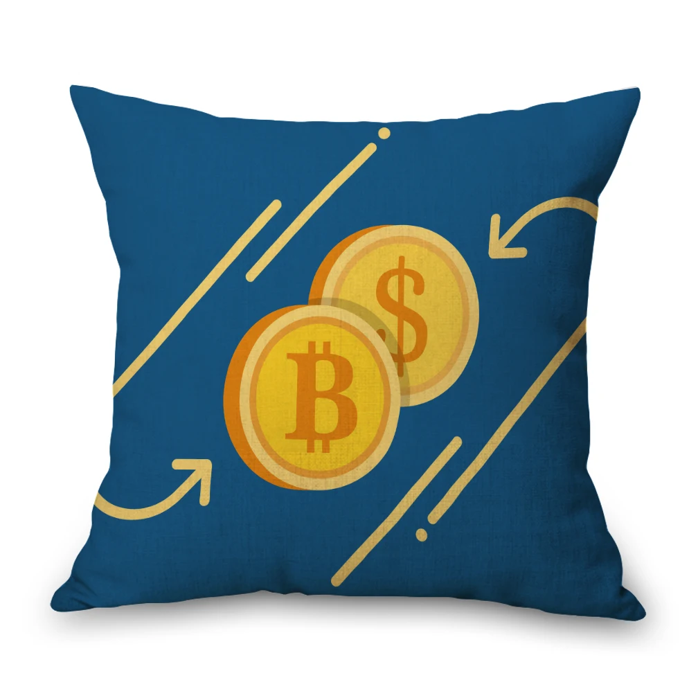 Цифровая наволочка для шеи Биткоин льняная дорожная подушка кровати диванная