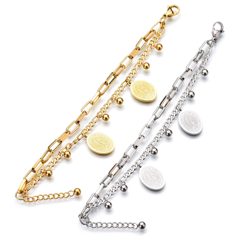 ELSEMODE магнитные Многослойные браслеты с крестом бусинами золотого цвета из