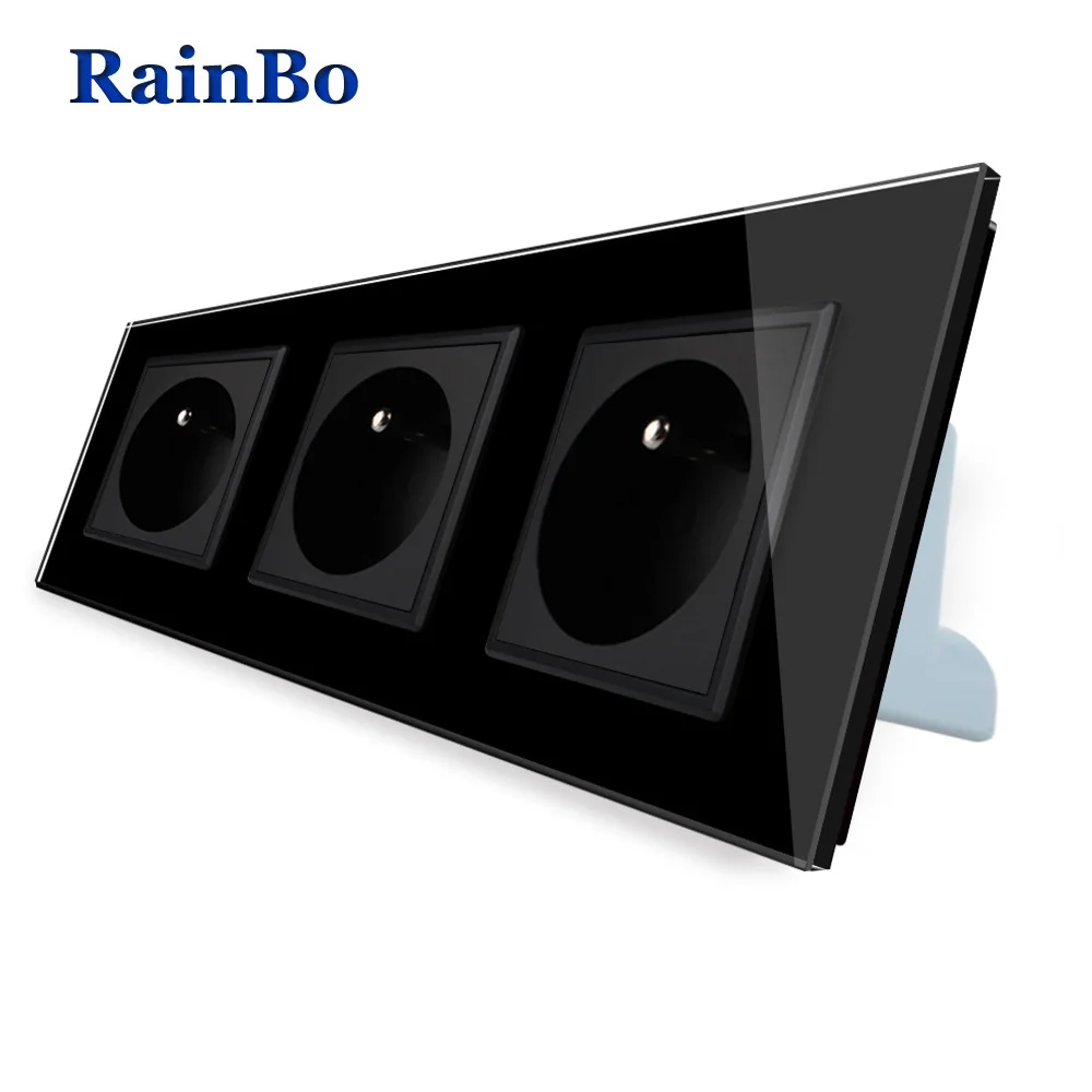 RainBo NEW-Wall powe-Socket Standard-Power Crystal-Glass-Panel AC110 ~ 250V 16A-Wall-Power-Socket A38F8F8FB | Обустройство дома