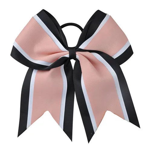 salmon pink 8 дюймовые банты для волос для девочек с эластичными лентами для девочек, детские банты для Черлидинга в крупный рубчик с золотыми и серебряными аксессуарами для волос из органзы - Цвет: salmon pink