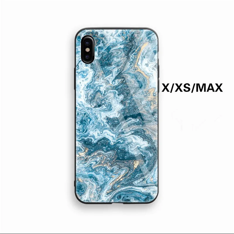 Роскошный Мраморный Стекло чехол для iPhone 7 6 s 8 плюс силиконовый XS MAX XR X милые