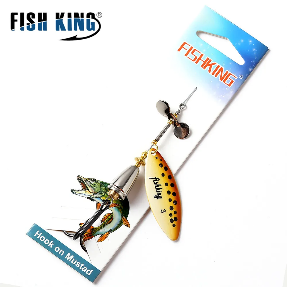 FISH KING 10 цветов длинная блесна из меди с лезвием Helieal и крючками приманка для ловли