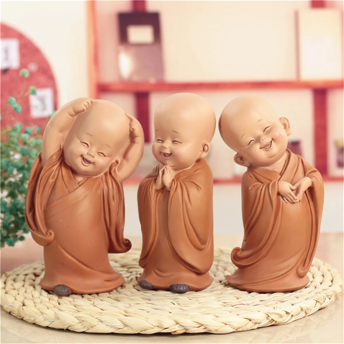Little Monk Sculpture Chinese Style Resin Hand-Carved Buddha Statue Home Decoration Accessories Gift Small | Дом и сад
