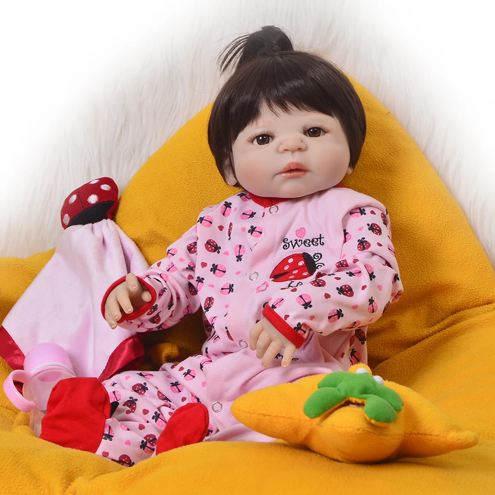 

Lifelike 57 cm Newborn Reborn Babies Doll Simulation 23 Inch Full Body Vinyl Silicone Baby Dolls Toy For Girl Kids Playmates