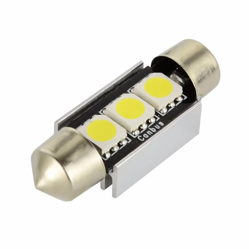 50 шт./лот Canbus гирлянда 36 мм 39 42 3 SMD 5050 без ошибок авто лампа купольная C5W