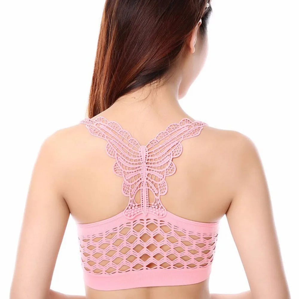 Бесшовный пуш-ап бюстгальтер для женщин 2017 летний полый укороченный топ занятий