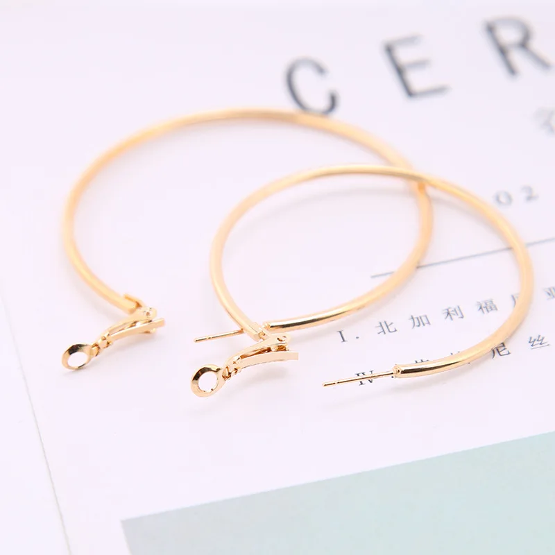 4 размера посеребренные золотые черные простые металлические серьги-кольца для