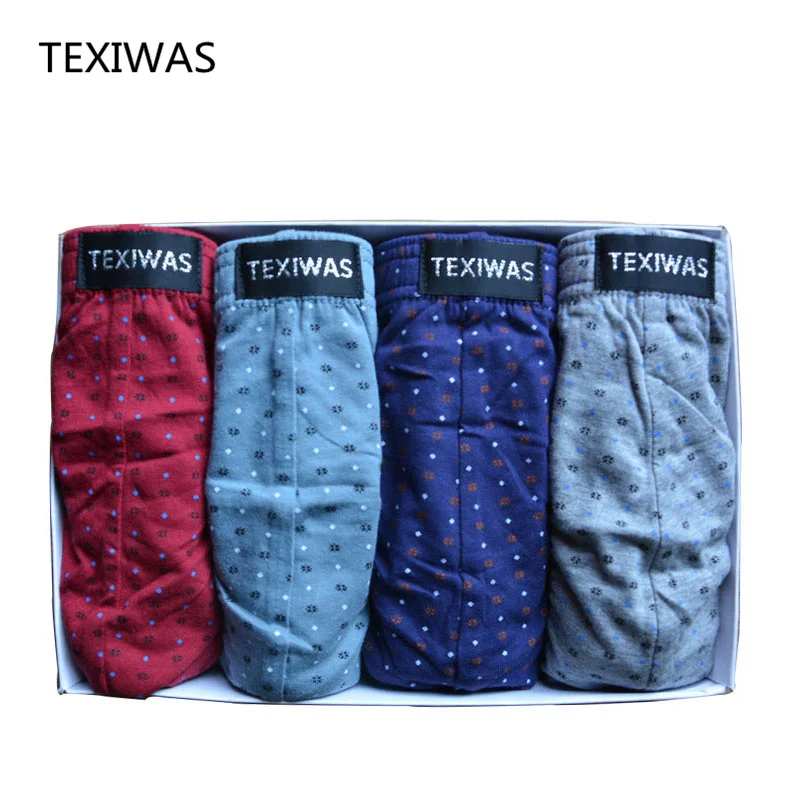 TEXIWAS 4 шт./лот мужское нижнее белье из хлопка удобные Однотонные трусы для мужчин