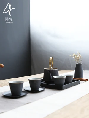 Свежий освежающий горшок в японском стиле 4 чашки + чайный поднос Цветочная