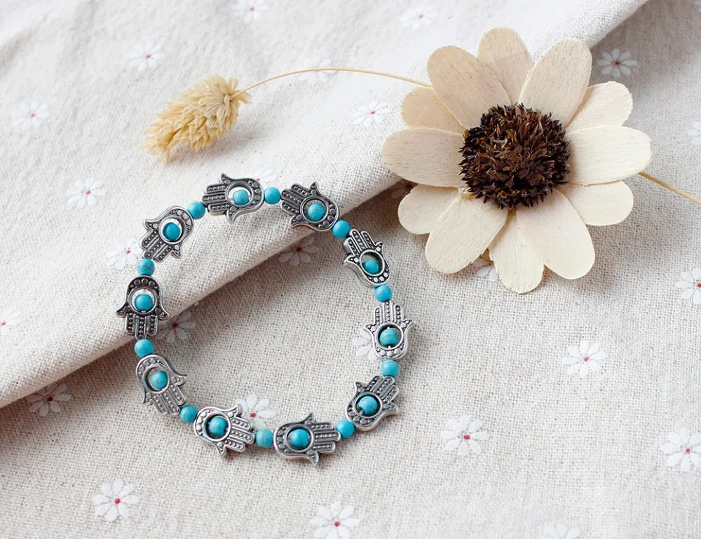 F & U винтажные Подвески с бусинами браслет подвеской в виде ладони модные