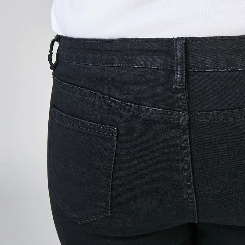 2017 гибкие женские зимние черные джинсы с высокой талией Большие размеры