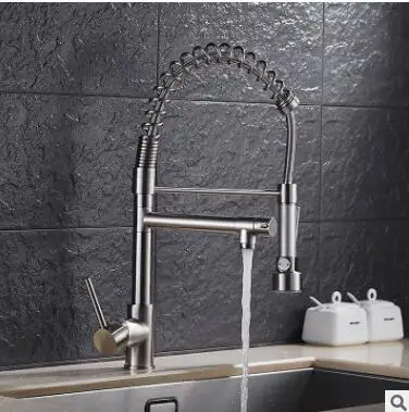 Матовый смеситель для кухни вытяжной Телескопический раковины двойной горячей и