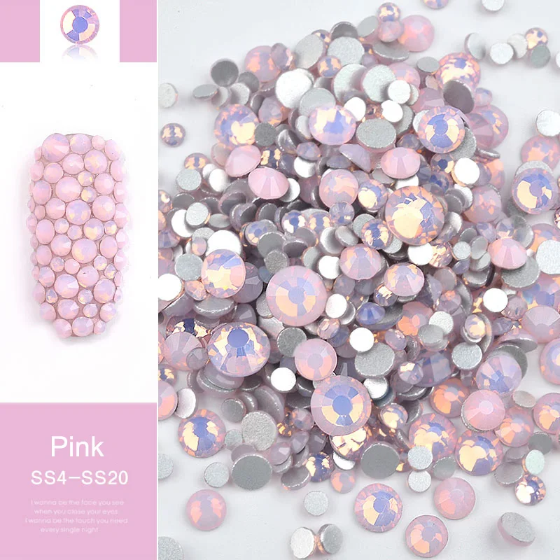 Pink Contigo опал Стразы для украшения ногтей DIY Блестки для ногтей Кристаллы Камни для дизайна ногтей многоразмерные бриллианты плоское дно драгоценные камни - Цвет: Pink