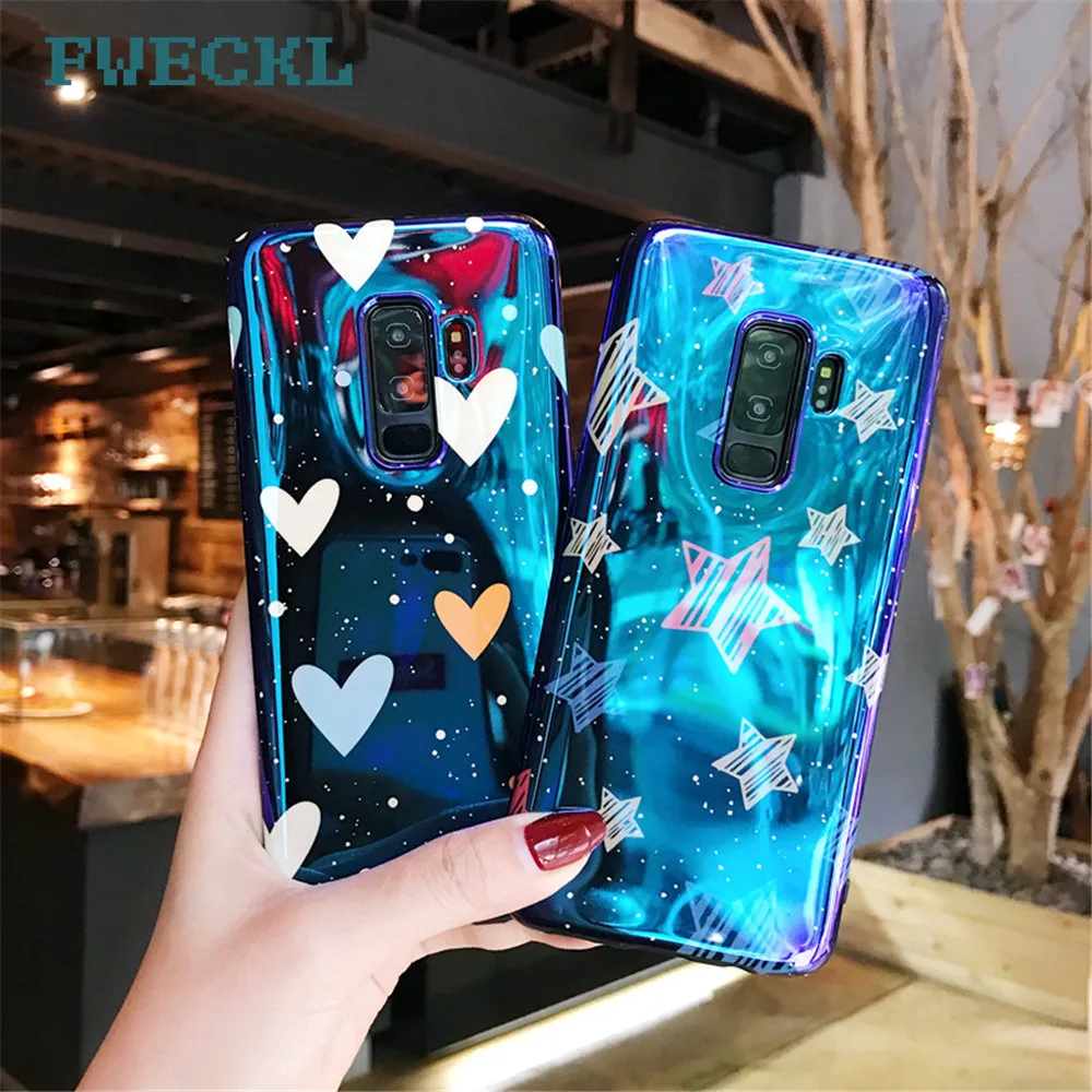 Fashion Blu-Ray Glossy Loves Heart Pentagram Painted Soft IMD Silicon Phone Case For Samsung Galaxy S10 Lite S8 S9 Plus Note 8 9 |