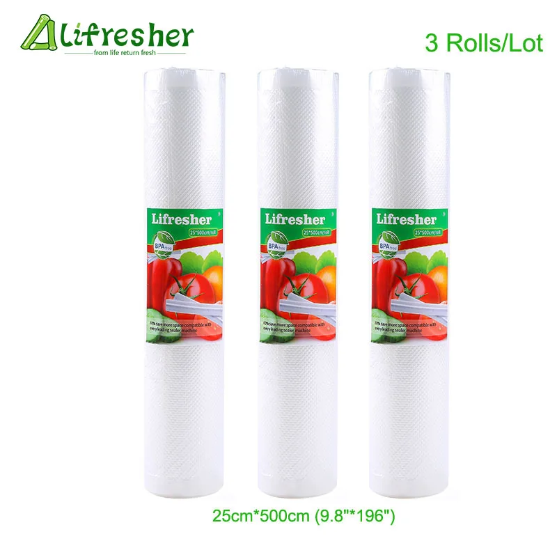 Lifresher вакуумные пакеты для еды вакуумный упаковщик упаковочная сумка 3 рулона/лот
