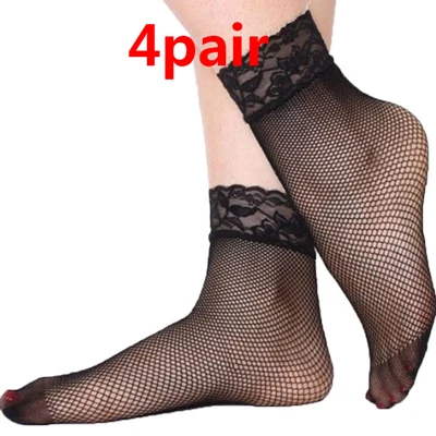 4pair 1/3/4/5 пар, летние сексуальные ультратонкие, прозрачные шелковые носки для Для женщин высокие эластичные ажурные нейлон сетчатые носки до лодыжки женские Chausettes - Цвет: 4pair