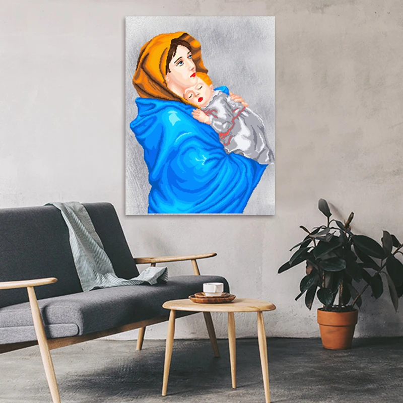 &quotМать и дитя&quot Мозаика PaintingDIY 5D алмазов картина вышивки крестом полный круглый