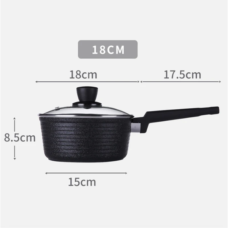 18 см чугунный молочный суповый горшок со стеклянной крышкой антипригарный