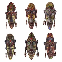 2pcs zakka 3d creative resin crafts retro decoration gift african masks for home sitting room bar wall hanging decoration metope