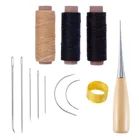 Набор инструментов для шитья кожи, 12 шт., с ручными швейными иглами, шилом, наперстками, вощеной нитью для рукоделия, шитья из кожи