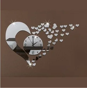 Fly drop masaic наклейка с зеркальными часами, 3d акриловые съемные настенные зеркальные наклейки детская комната, акриловые часы Наклейка
