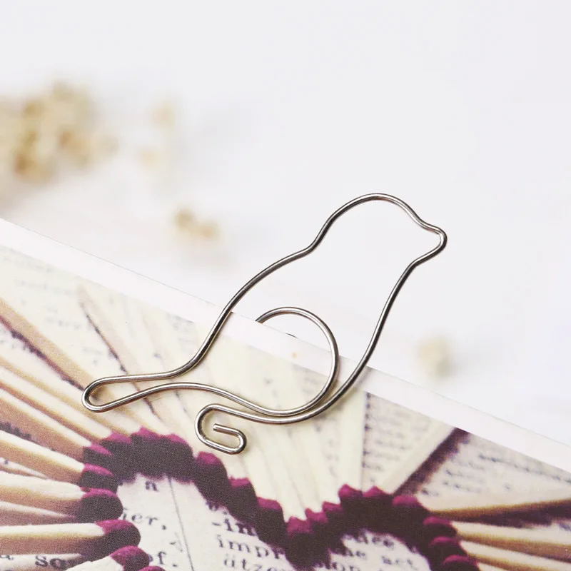 6 шт./лот металлические зажимы для бумаги в форме кота сердца розы серебристые