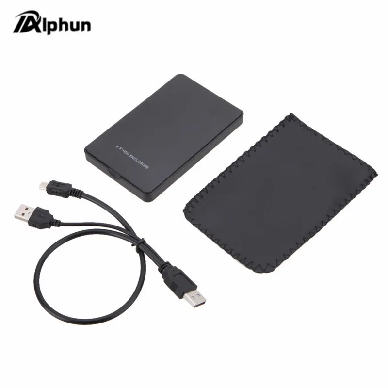 Alphun внешний HDD корпус для жесткого диска USB2.0 Sata Прочный портативный чехол 2," дюймовый Hdd жесткий диск чехол черный HDD коробка