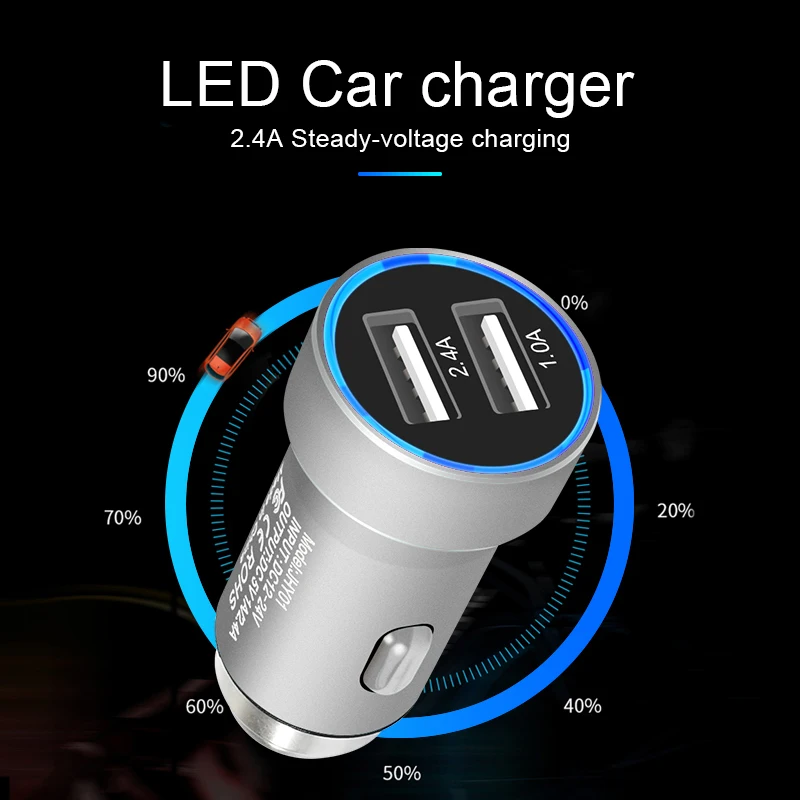 Автомобильное зарядное устройство USB со светодиодным экраном умное