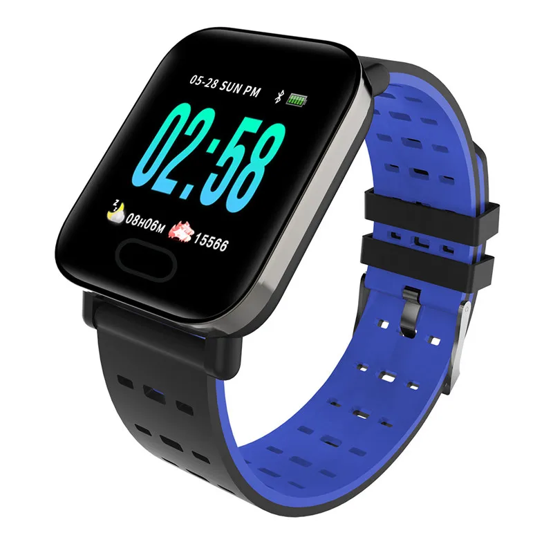 Синий Фитнес шаг шагомера трекер открытый бег Счетчик калорий smartwatch часы пульсометр сна кровяное давление монитор здоровья - Цвет: Синий