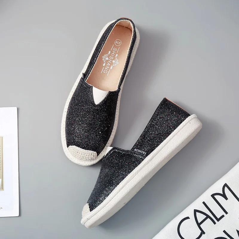 Женские лоферы с блестками Весенняя обувь на плоской подошве Женская
