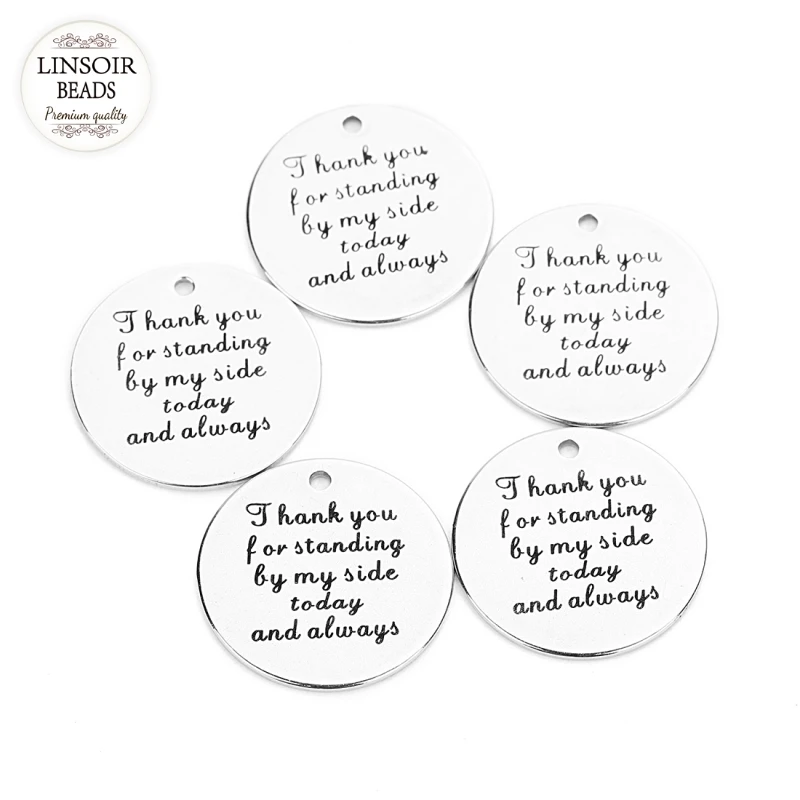 Linsoir 5 шт./лот буквы из нержавеющей стали кулон Шарм спасибо за то что стою рядом