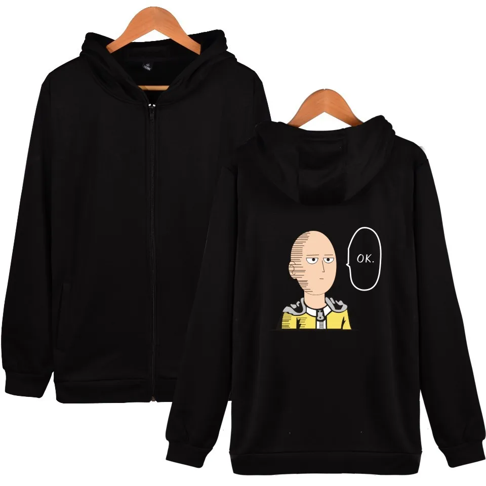 One Punch Man Hero Saitama Oppai Аниме толстовки на молнии флисовая толстовка мужская женская
