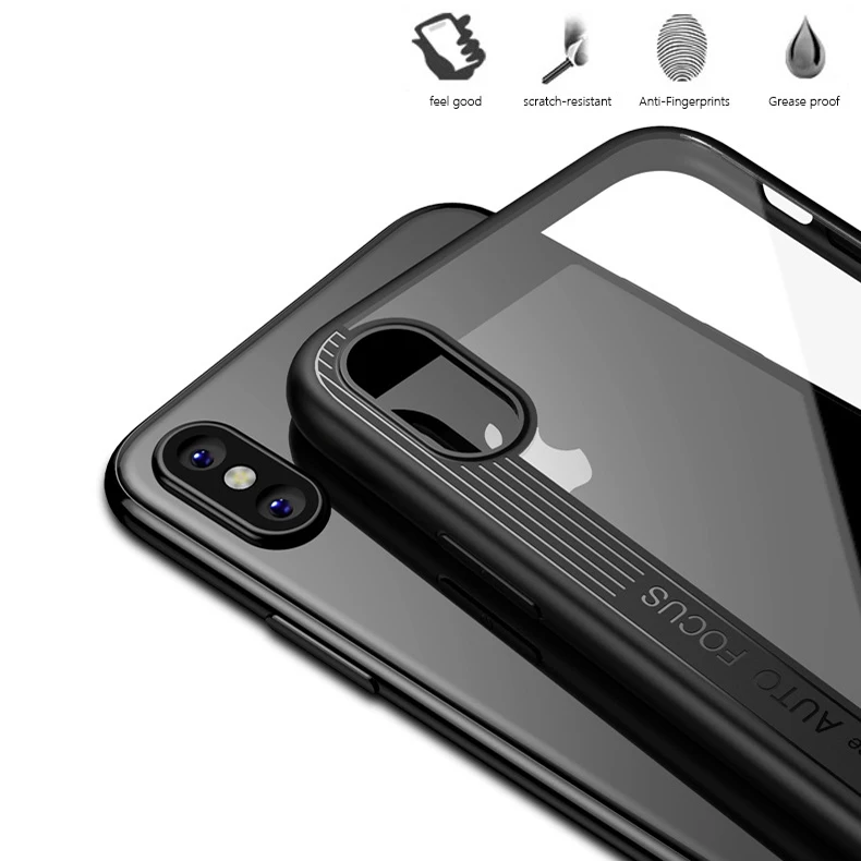 GU JIANG Роскошный прозрачный силиконовый защитный чехол HD для iPhone X Ультратонкий 10 |