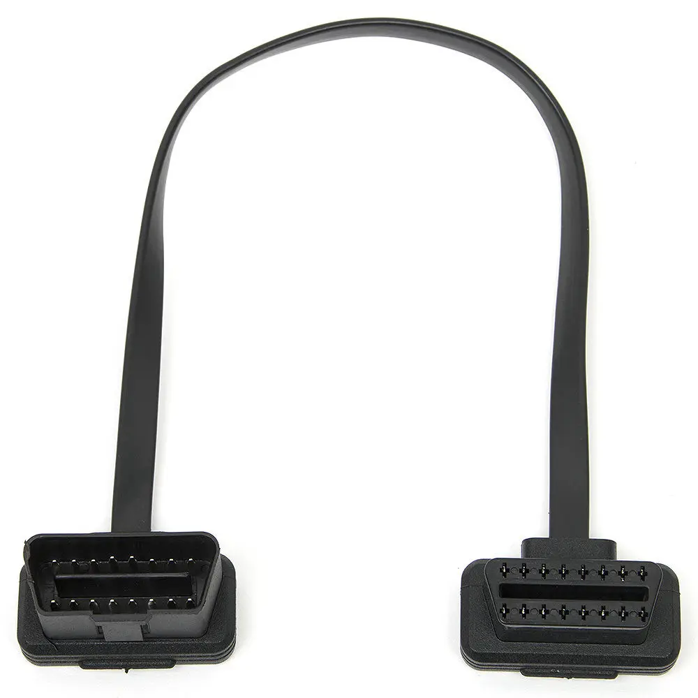 30 см автомобильный плоский тонкий мужской кабель OBD 2 16 Pin OBD2 штекер к женскому