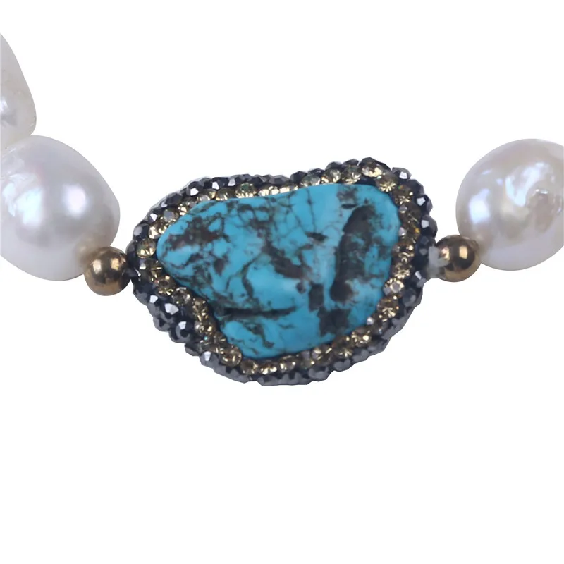 Женский модный браслет Зеленый Хаулит керамический белый барочный жемчужный