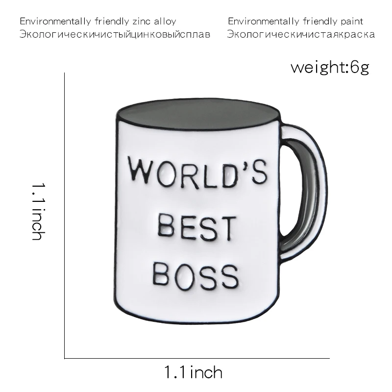

QIHE JEWELRY Boss Mug Pins Best Boss Ever Enamel Pins Coffee Cup Lapel Pins Brooches for Men Women Boss's Day Gift