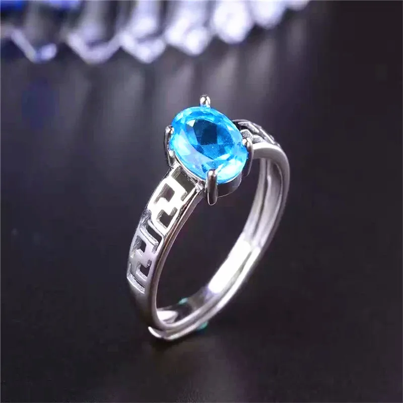 

Большой размер, небесно-голубой топаз, Женское кольцо с драгоценным камнем из серебра 925 пробы, ювелирное изделие с натуральным гранатом