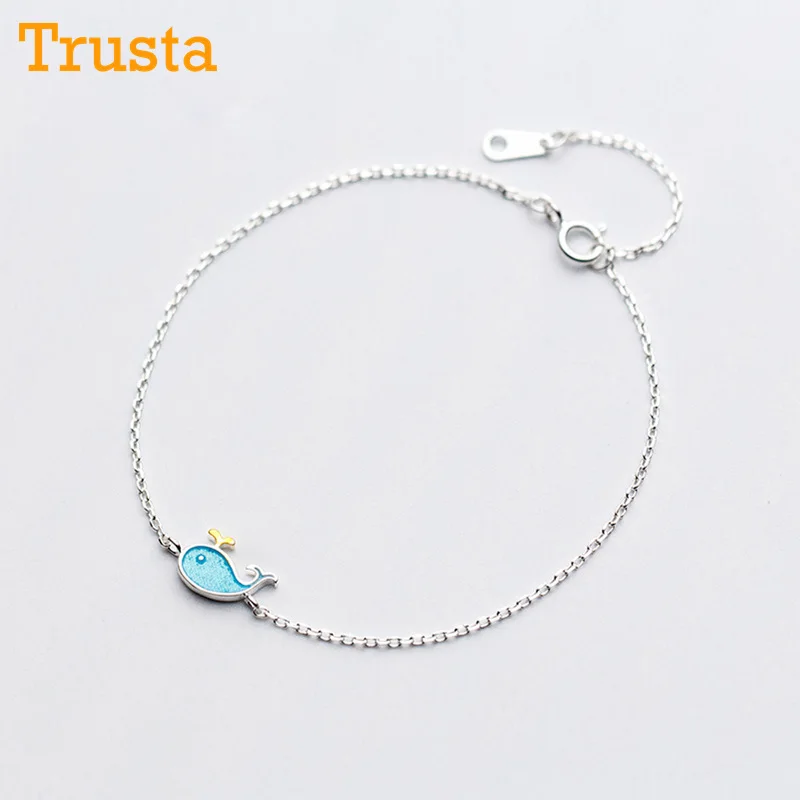 Trusta 925 пробы серебряный браслет Женская мода ювелирные изделия блестящая цепь со звездами 925 Braclet подарок девушки леди Ds1388