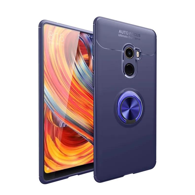 Тёмно-синий Для Xiaomi mi Mix 2 Чехол, Модный деловой чехол с кольцом на палец, чехол для телефона, задняя крышка для Xiaomi mi x2 - Цвет: Тёмно-синий